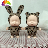 舒适主义睡眠宝宝香薰石膏ins可爱兔耳朵熊耳朵汽车出风口夹香水车载香薰 一对棕色豹纹(送精油5ml)车用香水