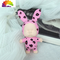 舒适主义睡眠宝宝香薰石膏ins可爱兔耳朵熊耳朵汽车出风口夹香水车载香薰 粉色豹纹兔耳朵(送精油5ml)车用香水