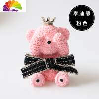 舒适主义汽车内饰皇冠泰迪熊出风口精油香薰车载装饰品可爱女小熊空调香水 升级丝带款-粉色皇冠泰迪熊出风口车用香水