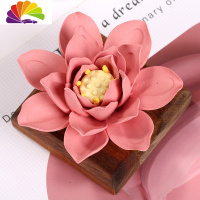 舒适主义车载香水香薰莲花摆件精油陶瓷清新淡香车内大气座式男女 实木红莲花(不怕香水漏)配黑莓&肉桂