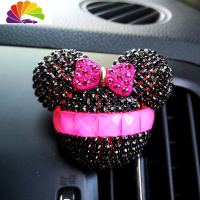 舒适主义卡通汽车出风口香水座式车载空调出风口香水夹车内挂件遮异味装 女孩果冻玫红配黑色卡通头风口车用香水