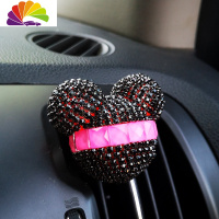 舒适主义卡通汽车出风口香水座式车载空调出风口香水夹车内挂件遮异味装 果冻玫红配黑色卡通头风口车用香水