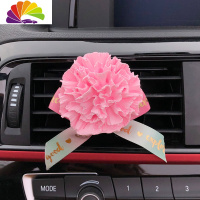 舒适主义车载香薰汽车出风口香水卡通可爱花朵车内装饰香气淡香香氛 粉色花彩英文丝带-出风口车用香水