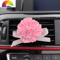 舒适主义车载香薰汽车出风口香水卡通可爱花朵车内装饰香气淡香香氛 粉色花灰英文丝带-出风口车用香水