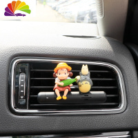 舒适主义车载可爱金属香水香薰夹汽车空调风口创意卡通合金出风口夹内饰品 龙猫小梅-典雅黑合金出风口车用香水