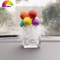 舒适主义车载香水座淡香车内饰品摆件女个性漂亮网红汽车用品创意装饰 羽毛款香水座七彩气球