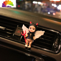 舒适主义创意可爱天使娃娃出风口装饰车载空调香水香薰卡通萌物公仔香水夹 黑色小恶魔天使翅膀出风口车用香水