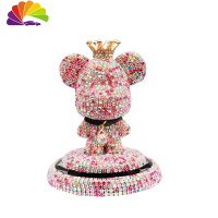 舒适主义卡通可爱熊清汽车香水香氛装饰车载香薰摆件车内用品出风口夹淡香 项链款-粉色大头熊摆件车用香水