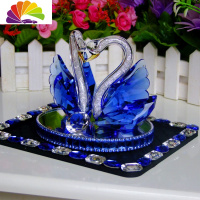 舒适主义汽车摆件水晶天鹅车载车用摆件香水座式车上装饰用品车内饰品摆件 新A款镶钻大号蓝色-车用香水