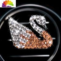 舒适主义汽车出风口香水夹空调车载香水镶钻天鹅车内风口香薰车用内饰 香槟[左边]