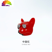 舒适主义法斗狗头车载香水汽车香水座创意时尚饰品斗牛犬车内香薰镶钻摆件 斗牛犬车载香薰中国红[1件]