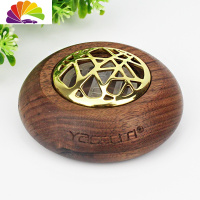 舒适主义沸石车载香薰香水座桃木淡香木质车用男女车内汽车摆件 套盒黑胡桃木(银盖)-檀香车用香水