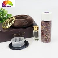 舒适主义沸石车载香薰香水座桃木淡香木质车用男女车内汽车摆件 套盒黑胡桃木(银盖)-绿茶车用香水
