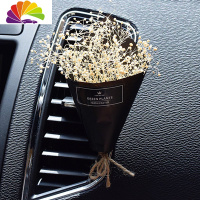 舒适主义永生花韩国创意汽车空调出风口香水夹 车载车内香水摆件内饰品女 黑色纸米白色梦幻草风口夹车用香水