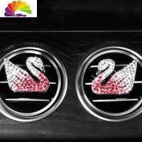 舒适主义汽车香水车载空调出风口香水夹可爱女士镶钻天鹅车内香薰车用饰品 天鹅风口(粉钻)一对装车用香水