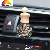 舒适主义汽车香水瓶摆件车内空调出风口香水夹精油瓶车载车用香水空瓶除味 圆形香水瓶风口夹金色皇冠