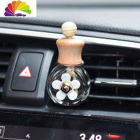 舒适主义汽车香水瓶摆件车内空调出风口香水夹精油瓶车载车用香水空瓶除味 圆形香水瓶风口夹金心菊花