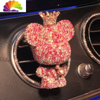 舒适主义汽车出风口香水夹空调车载香水镶钻小熊车内风口香薰车用内饰装饰 粉色-皇冠熊出风口香薰夹