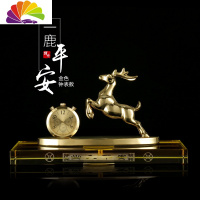 舒适主义一路平安鹿汽车摆件车载车用座式香水车内饰品男女创意中控台装饰 金色[鹿+电子表]+黄底座车用香水