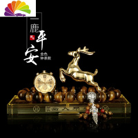 舒适主义一路平安鹿汽车摆件车载车用座式香水车内饰品男女创意中控台装饰 金色[鹿+电子表]+黄底座+藏银版大虎眼石车用香水