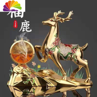 舒适主义一路平安鹿汽车摆件梅花时钟表车载香水小个性创意车内装饰品 钟表款土豪金