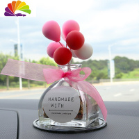 舒适主义汽车饰品创意玻璃瓶沸石香水车载漂亮仪表台气球摆件车内装饰摆设 沸石香氛气球粉丝带-粉车用香水