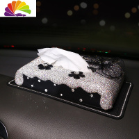 舒适主义镶钻汽车香水车内饰品摆件车载香水挂件出风口装饰抖音同款女 纱蝴蝶结纸巾盒+超长链条垫