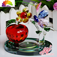 舒适主义水晶苹果 车用车载 汽车香水 车内饰装饰用品 汽车饰品摆件 新款椭圆底红苹果黄花彩蝶车用香水