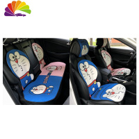 舒适主义四季通用汽车坐垫天然棉麻车垫卡通情侣座垫女呆萌可爱车内饰用品 情侣机器猫套装(含2头套)