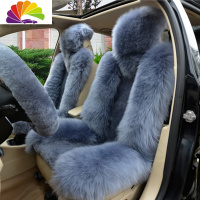舒适主义汽车毛坐垫冬季澳洲毛车垫一体通用座垫保暖长毛绒女 冬日暖阳灰色(五座版)