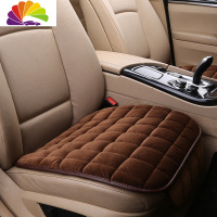 舒适主义汽车坐垫单片冬季新款毛绒无靠背三件套车垫防滑免绑四季通用座垫 植绒咖啡色带兜单片坐垫