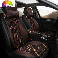 舒适主义19新款宝马5系525Li 530Li亚麻汽车坐垫320LiX1X3 X5 3系四季座垫 C1034-印花咖色小