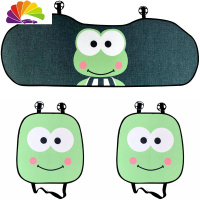 舒适主义四季通用汽车单片坐垫女可爱车垫卡通前排后排长垫棉麻前座后座垫 座垫三件套(青蛙)