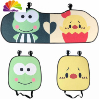 舒适主义四季通用汽车单片坐垫女可爱车垫卡通前排后排长垫棉麻前座后座垫 座垫三件套(鸡与蛙)