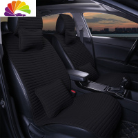舒适主义汽车坐垫新款四季通用亚麻座垫免捆绑夏季坐垫防滑汽车专用座垫套 豪华款(黑色)