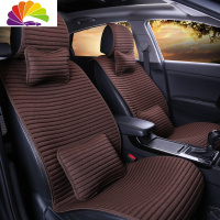 舒适主义汽车坐垫新款四季通用亚麻座垫免捆绑夏季坐垫防滑汽车专用座垫套 豪华款(咖啡色)