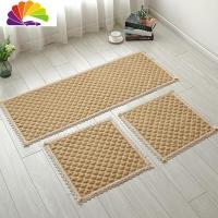 舒适主义汽车坐垫单片三件套无靠背四季通用夏季亚麻布艺后排小轿车座垫子 亚麻星黄色-三件套