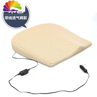 舒适主义汽车坐垫四季通用单片无靠背免捆绑车载电动按摩增高座垫汽车用品 网布款电动型[米色]