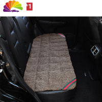 舒适主义彩条方格四季垫荞麦壳无靠背单片个夏季冬季棉麻亚麻汽车坐垫 咖啡后排长片