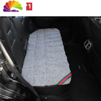 舒适主义彩条方格四季垫荞麦壳无靠背单片个夏季冬季棉麻亚麻汽车坐垫 灰色后排长片