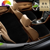 舒适主义汽车坐垫冬季毛绒单片座椅垫无靠背三件套通用短毛绒保暖女座垫 黑色[车5座无靠背]
