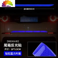 舒适主义汽车后备箱反光饰条夜间强反光车贴防刮痕创意车身车尾警示装饰贴 滴胶款后备箱五片装(钻石蓝)