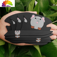 舒适主义汽车拉手保护膜卡通隐形碗保护贴车把手贴纸漆面划痕防刮贴 油呵象-黑底-8片装(4拉手贴+4门碗贴)车贴
