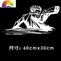 舒适主义汽车贴纸引擎盖装饰贴车车头盖刮痕遮划痕贴机盖贴个性改装拉花 C款枪手白色