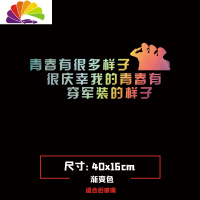 舒适主义若有战退伍老兵车贴文字后窗个性青春有穿军装的样子车贴创意贴纸 青春样子+军人敬礼七彩色40cm