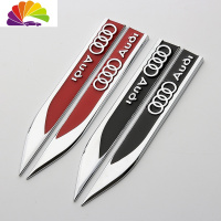 奥迪A4L/A6L/A3/Q3/Q5/Q7汽车用品改装金属叶子板车标外观贴装饰 奥迪红色一对舒适主义车贴