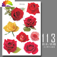舒适主义玫瑰花车贴创意划痕遮挡个性改装车身拉花遮盖装饰贴纸3D立体防水 红玫瑰/热卖推荐113