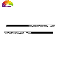 舒适主义保时捷macan车贴911拉花Panamera改装侧裙贴纸卡宴718车身贴花 黑色(两边侧裙贴)