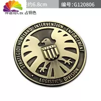 舒适主义复仇者联盟神盾局车标车贴 汽车个性金属神盾局徽章标 车身贴尾标 神盾局车标C款古铜色