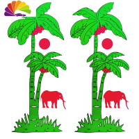 舒适主义汽车大货车车贴 车窗贴椰树象椰树猴贴纸个性贴贴花汽车用品 椰树象一对